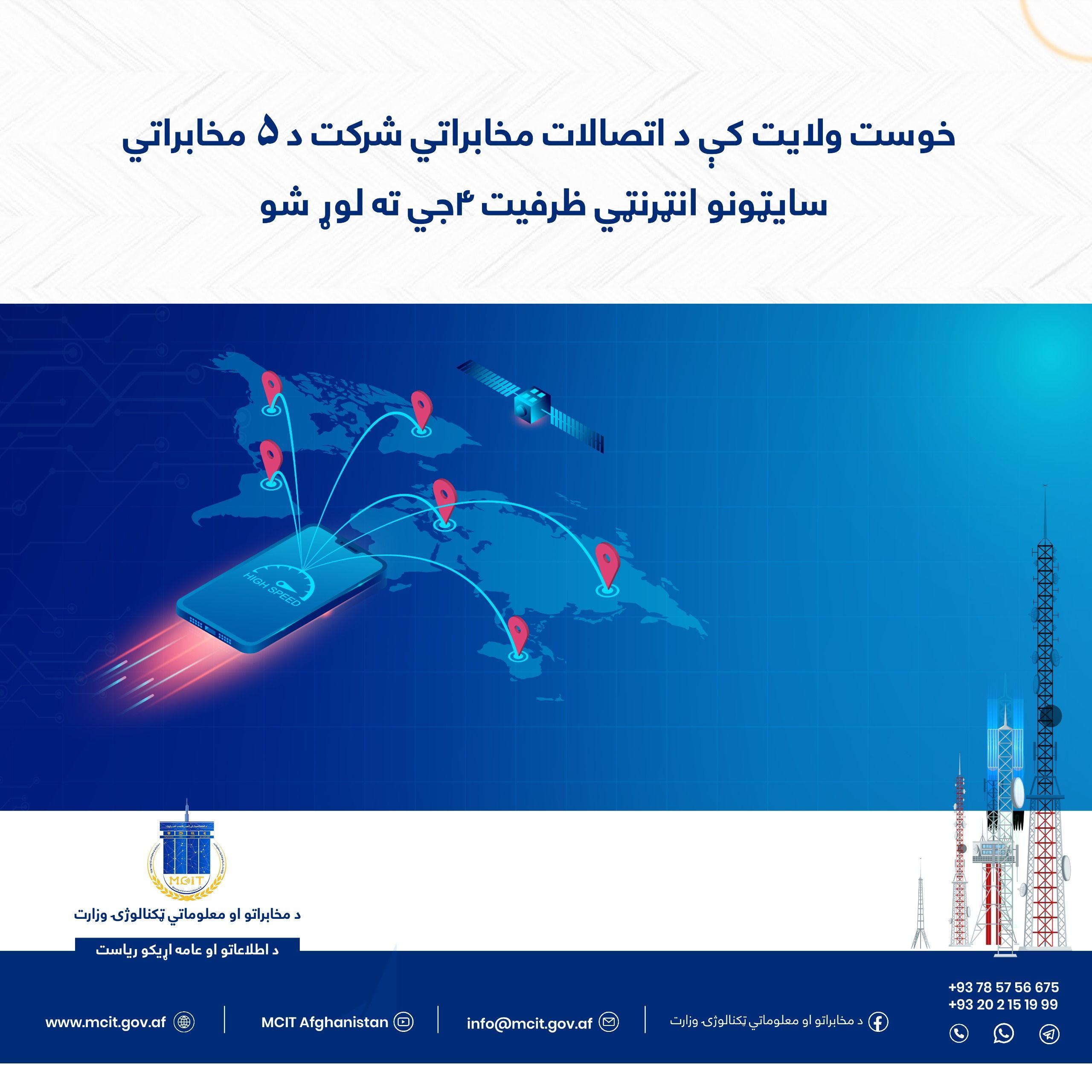 خوست ولایت کې د اتصالات مخابراتي شرکت د ۵ مخابراتي سایټونو انټرنټي ظرفیت ۴جي ته لوړ شو